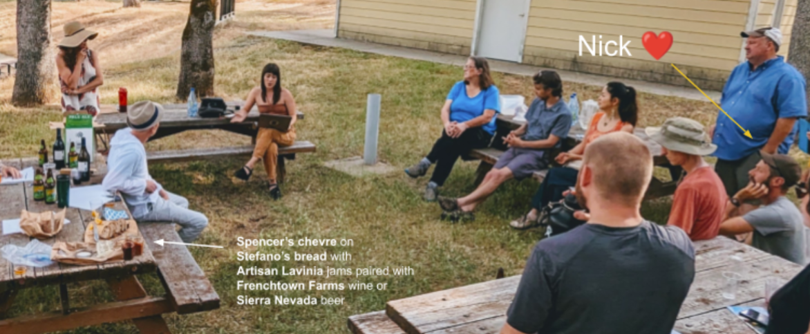 Festival volunteers gathered on the Alcouffe Center grounds